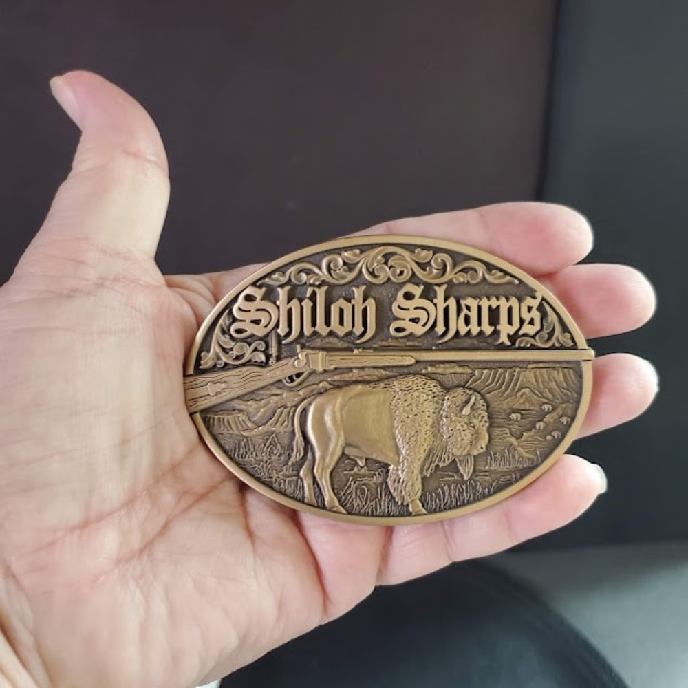 Montana Silversmiths Shiloh Sharps Buffalo Solid Brass Belt Buckle Western Rifle
